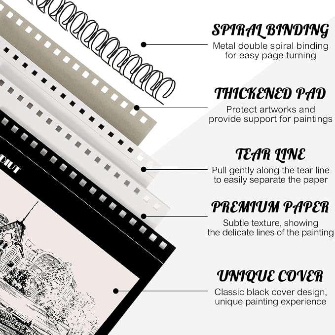 4 Pack Sketch Book, 8.5 x 11Inch Sketchbook, 68lb/100gsm Top Spiral Bound - Image 3