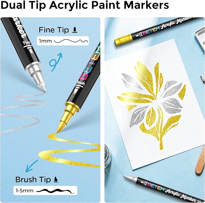Betem Dual Tip Acrylic Paint Pens, Acrylic Markers - Image 2
