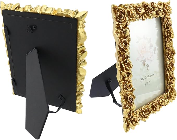 Coshar Gold Picture Frames Vintage 5x7 Inch Photo Frames | Cute Decor Frames - Image 4