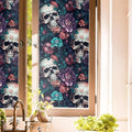 REDAMANCY Gothic Purple Flowers Skull Window Film Decorative Double-Side by Unknown