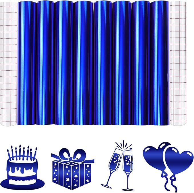 Tintnut Holographic Permanent Vinyl 8 Pcs 12x12in Royal Blue Adhesive Vinyl | by Tintnut