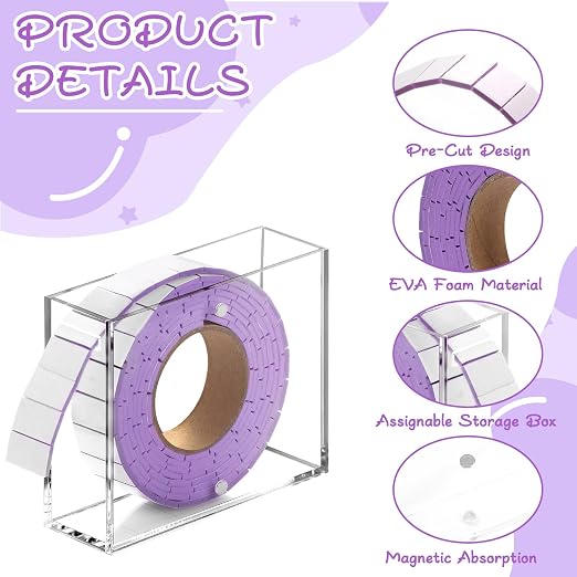 Double Sided Foam Tape Pre Cut 3/4 X 1/2 Inch EVA Foam Adhesive Squares Roll - Image 3