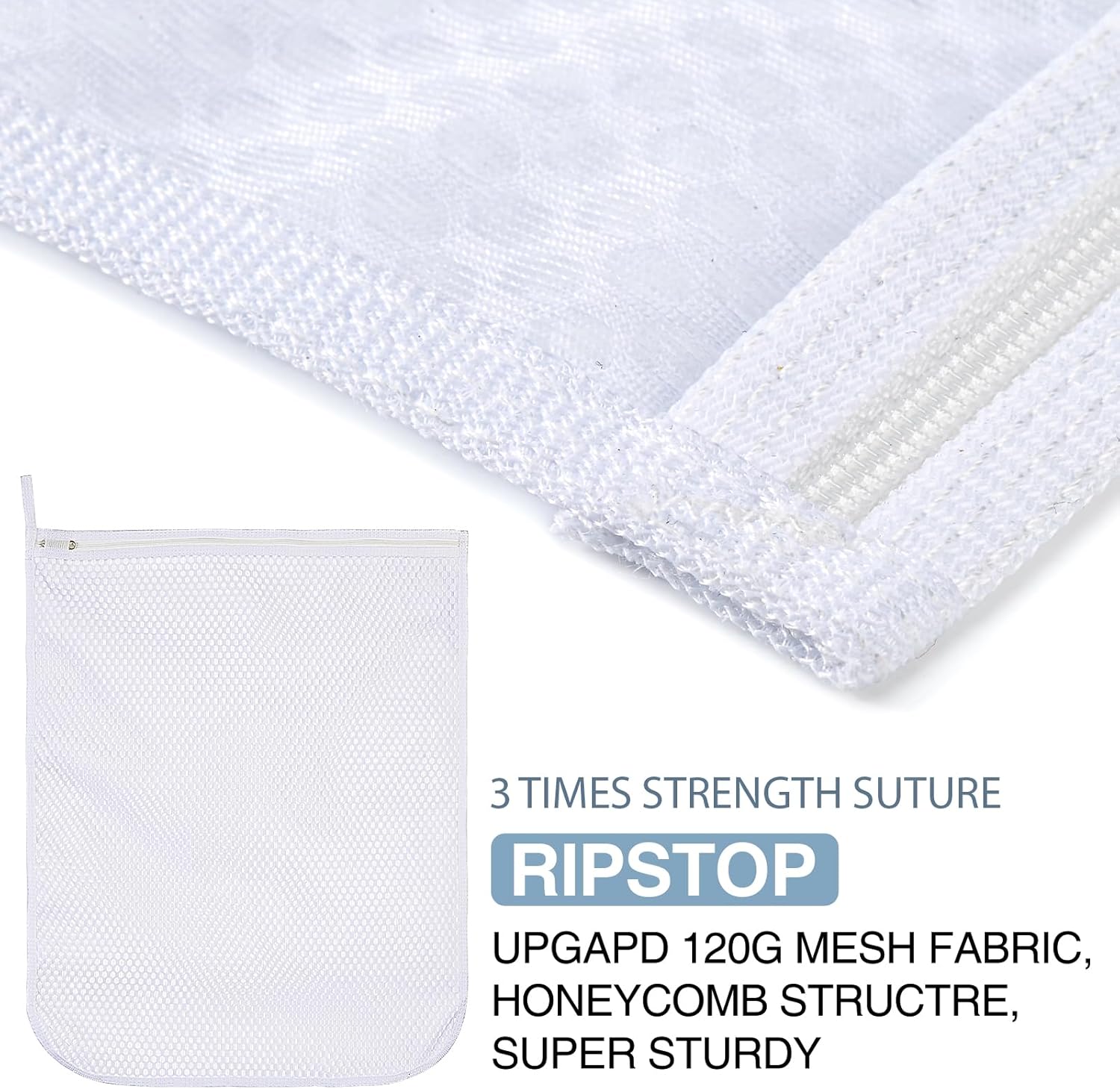 3 pcs Durable Honeycomb Mesh Laundry Bags for Delicates 2 Large (16" x 19") 1 Medium (12" x 15")