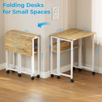 GreenForest Folding Desk with Wheels, 24.8" Rolling Table - Image 3