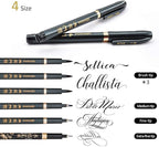 Hand Lettering Pens, Refillable Calligraphy Pens Brush Marker Pens Set Black - Image 2