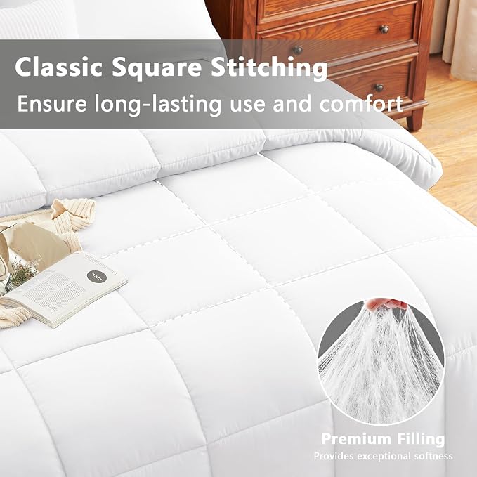 CozyLux California King Comforter Set White - Image 2