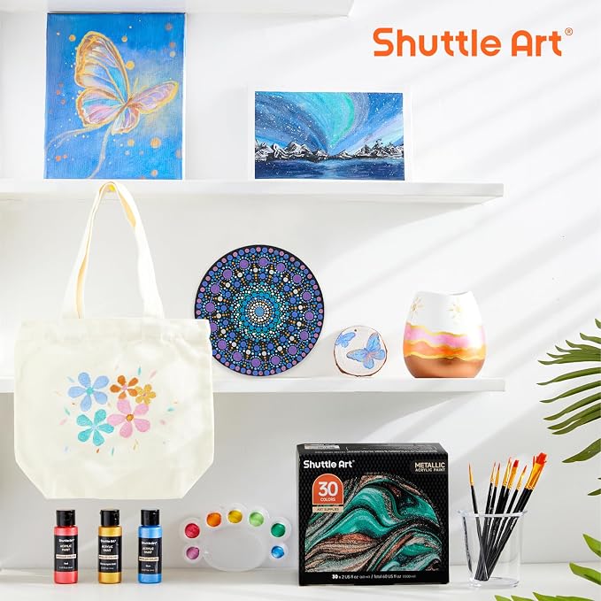 Shuttle Art 30 Colors Metallic Acrylic Paint, Artist Grade Metallic Paint in - Image 8