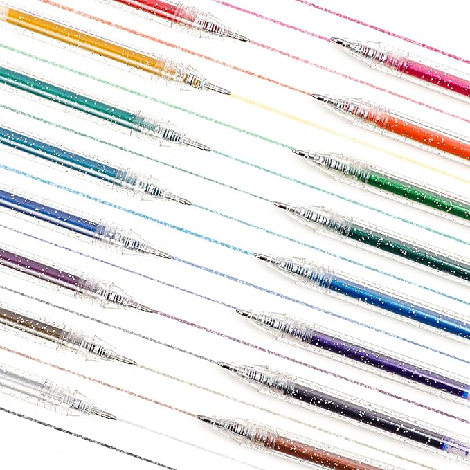 Grabie Capped Glitter Gel Pens, 18 Colors Vibrant Metallic Sparkle Gel Ink Pens - Image 6