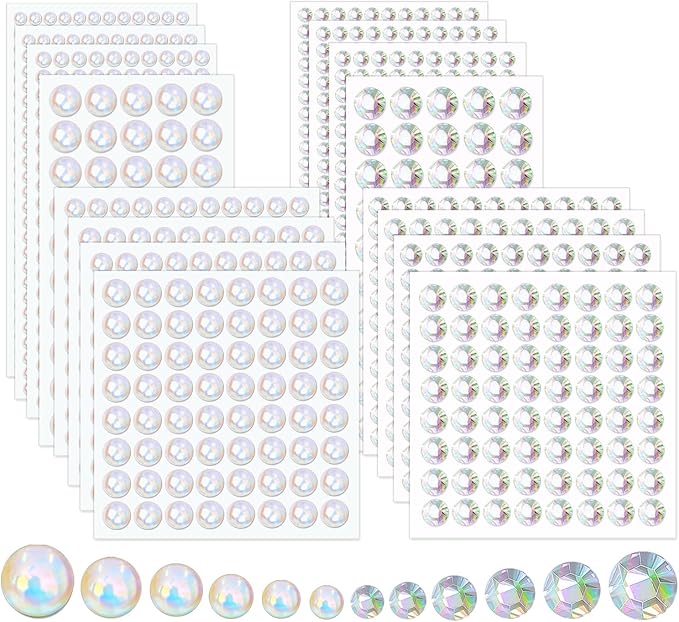 2100Pcs Self Adhesive Pearls and Rhinestone Sticker, Stick on Rhinestone Hair by Unixing