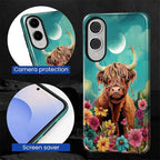 for Samsung Galaxy S25 Edge Case, Highland Cow Flower Pattern Glossy 2 in 1 - Image 6