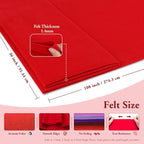Red Felt Fabric Sheet 108" X 36", 1.4mm Thick Large Soft Durable Flexible Craft - Image 2