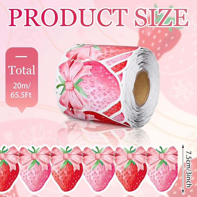 FYSUIMU 65.6 Ft Strawberry Bulletin Board Borders Summer Red Pink Bow - Image 2