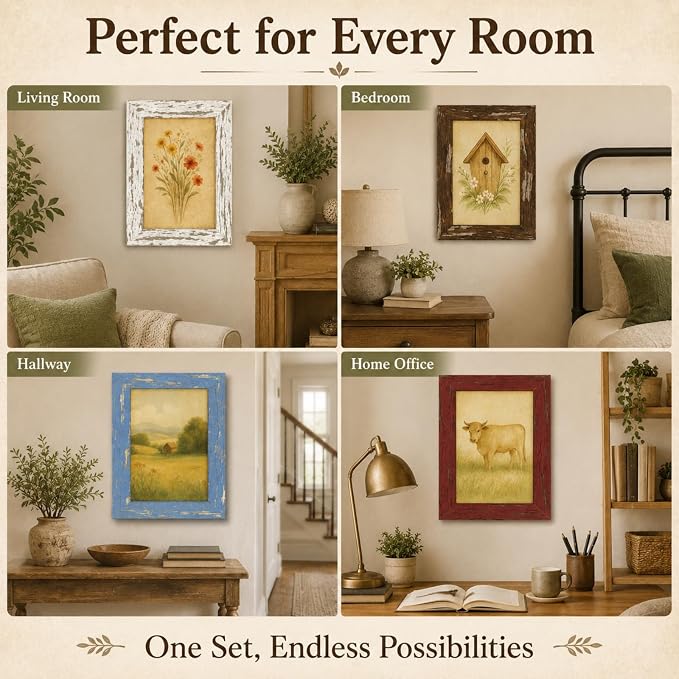 puthiac 11x14 Rustic Farmhouse Picture Frame, Warm Walnut, 1 Pack | Distressed - Image 6