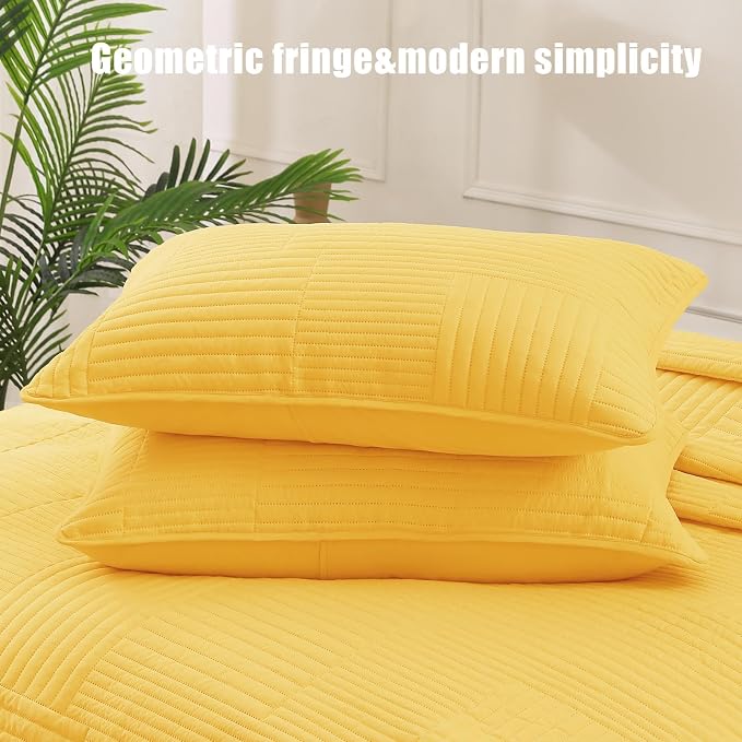Whale Flotilla Ultra Soft King Quilt Bedding Set, Lightweight Microfiber Yellow - Image 6
