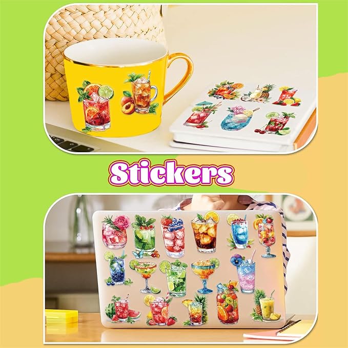 Water Bottles Laptop Phone 50 Packs Cocktails Stickers Computer Guitar - Image 3