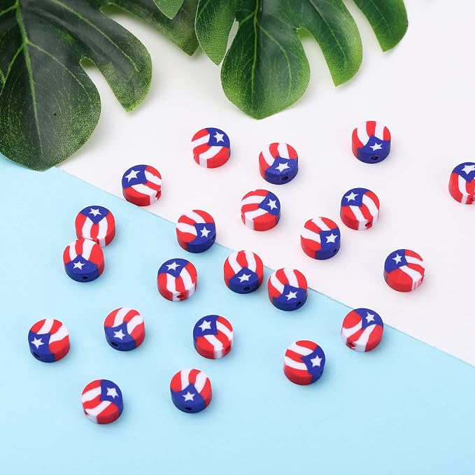100pcs Flag Clay Beads for Jewelry Making, Polymer Clay Spacer Beads for DIY - Image 4