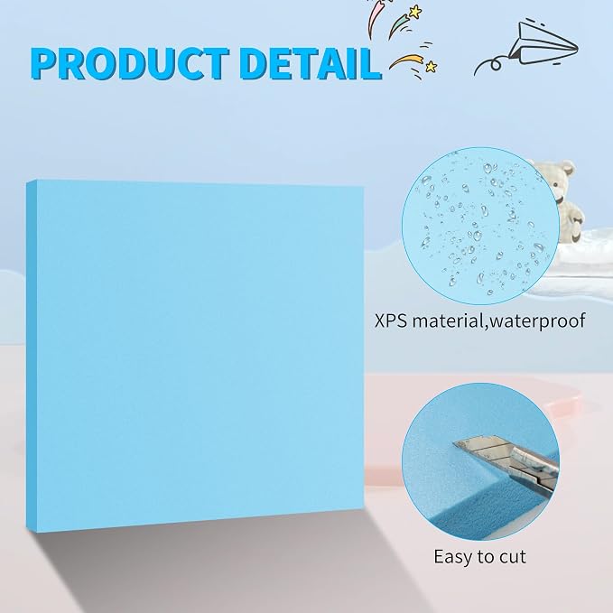 Blue 13 Pack 12x12x0.5 inch Foam Sheets 0.5 Inch Thick | Polystyrene Rectangles - Image 2