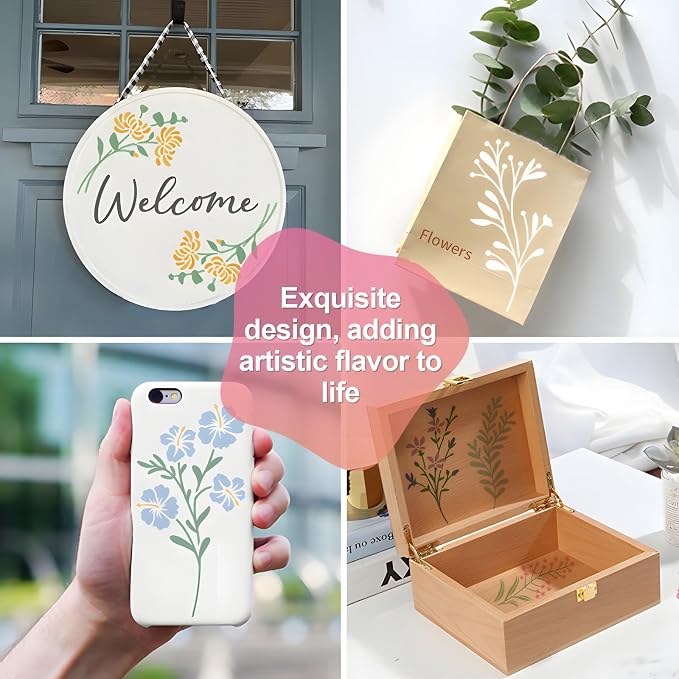 Flower Stencils for Painting, Floral Drawing Templates for Wood Wall Canvas - Image 4