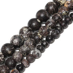 60pcs Round Loose Black Crack Old Agate Beads - Image 3