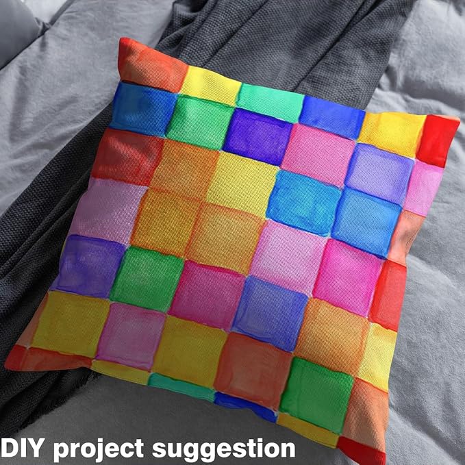 Feelyou Colorful Geometric Fabric by The Yard, Rainbow Abstract Art Square - Image 4