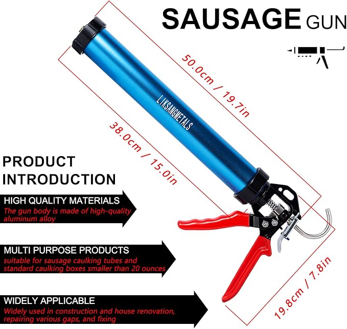 Three bearing energy-saving blue aluminum tube universal sausage glue gun - Image 2