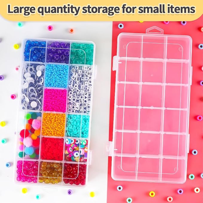 IOOLEEM 18 Grids Adjustable Dividers Plastic Bead Organizer Box, Organizer - Image 6