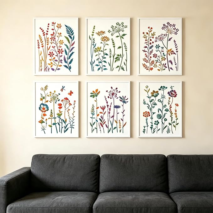 6 PCS Wildflower Stencils for Painting, Reusable Large Floral for Crafts | - Image 6