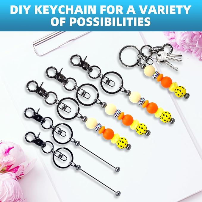 20 Pcs Beadable Keychains Bulk Kit – DIY Keychain Making Supplies - Image 5