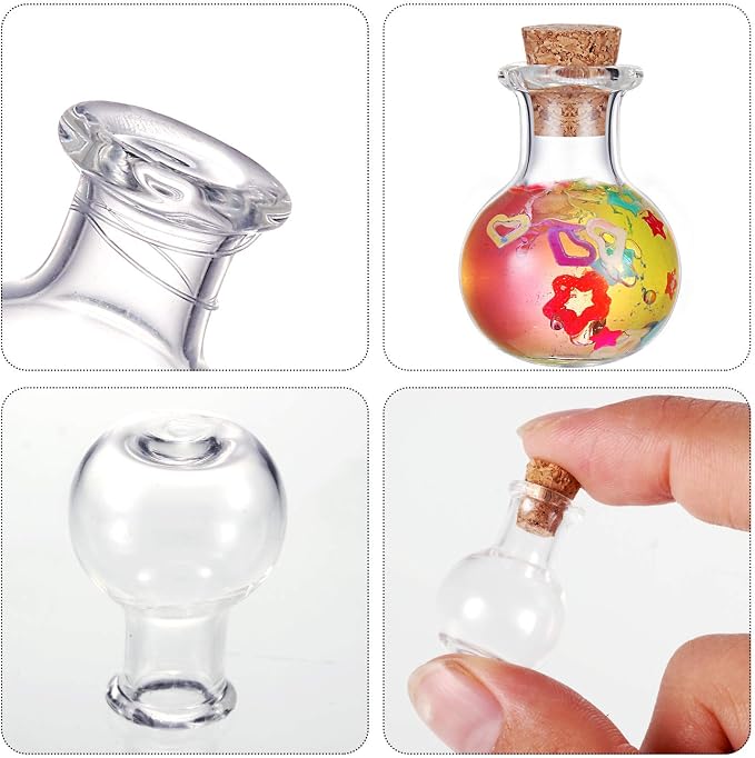 Gejoy 30 Pieces 0.9 x 0.6 Inches Mini Glass Bottles Clear Drifting Small - Image 2