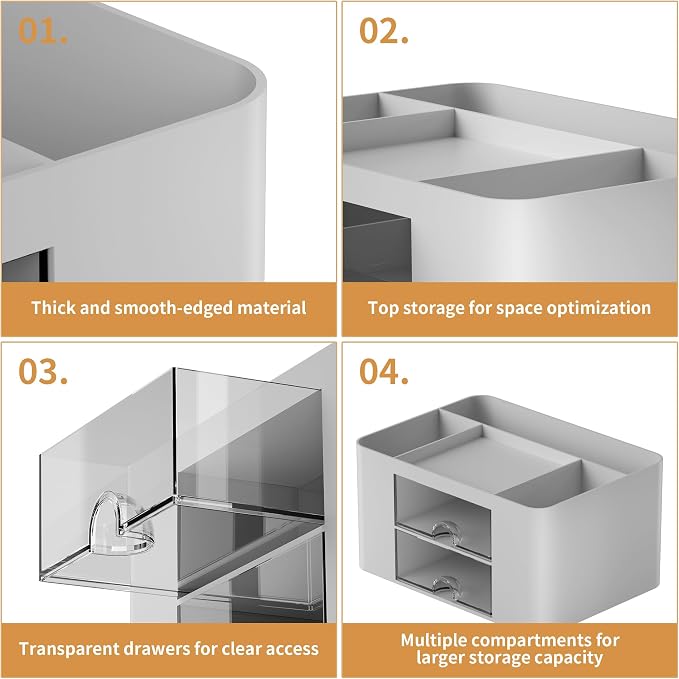 Marbrasse Pen Organizer with 2 Drawer, Desk Organizers and Accessories with 5 - Image 6