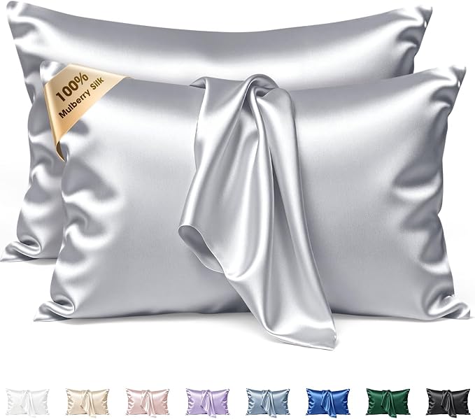 Silk Pillow Cases 2 Pack Queen Size Mulberry Silk Pillowcase Set of 2 by BRINGYOUTHEBEST