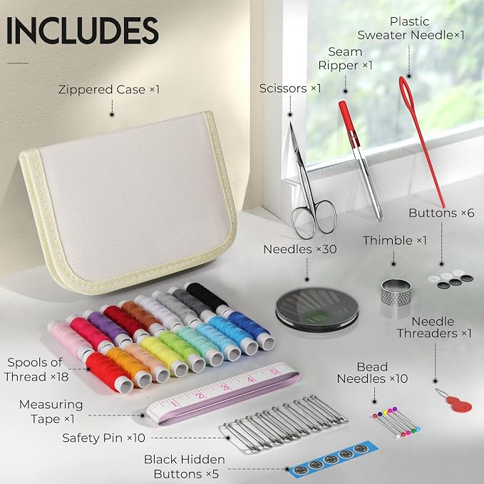 Coquimbo Sewing Kit Gifts for Adults Teen Grils Women Mom Grandma, Portable - Image 2