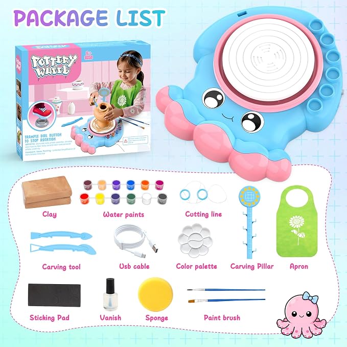 Aujazyble Pottery Wheel for Kids, Complete Pottery DIY Art & Craft Kit Toy - Image 2