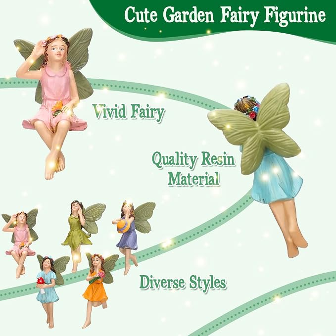 Unittype 19 Pcs Fairy Garden Accessories Outdoor Miniature Flower Fairy - Image 5