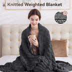 Knitted Weighted Blanket for Adult, No Beads Heavy Blanket 50” x 60'' 5lbs - Image 5
