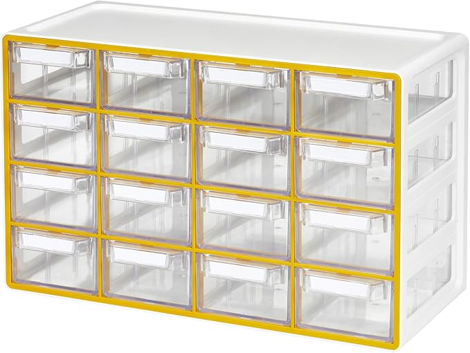 Blue Ginkgo Medium 16-Drawer Cabinet – Stackable Clear Organizer by BLUEGINKGO