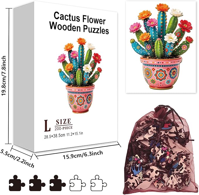 200pcs Wooden Puzzles for Adults Unique Animal Shaped Pieces Colorful Flower - Image 4