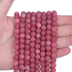 60pcs Natural Matte Red Gemstone Beads，6mm Frosted Round Loose Stone Beads - Image 3