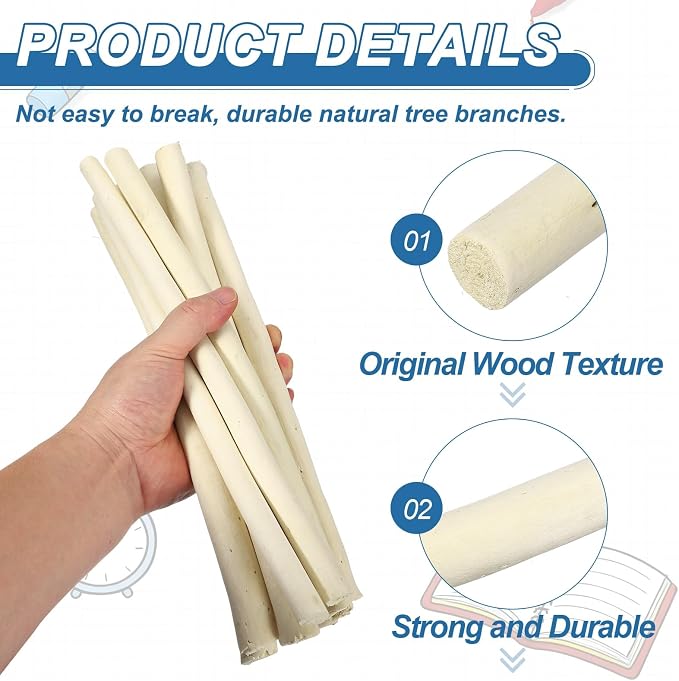 PATIKIL 25 Pcs 12inch Wood Log Sticks, 0.47-0.79inch in Diameter Natural - Image 3