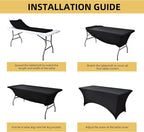 6-Pack 6ft Black Spandex Table Covers - Image 5