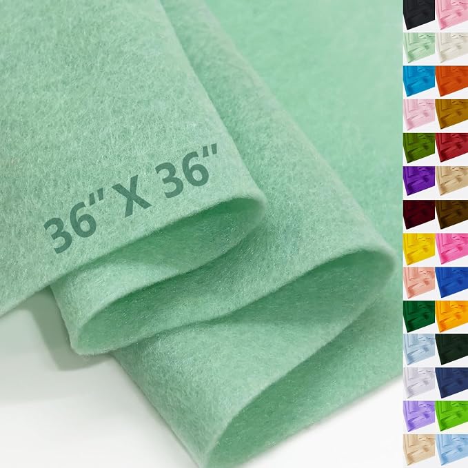 Pastel Green Felt Fabric 36" X 36", 1.6mm Thick Soft and Durable Flexible Craft by FANOMMI