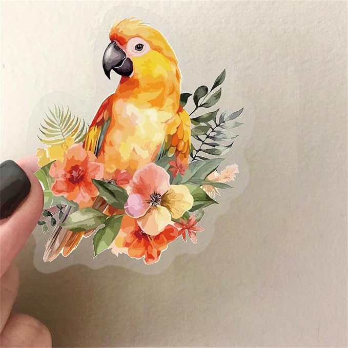50PCS Flower and Bird Stickers PET Transparent Stickers Nature Watercolor Birds - Image 5