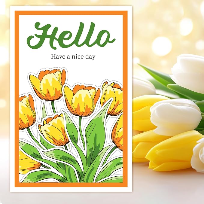 Stamps and Dies for Card Making, Mother's Day Tulip Stamps Die Cut Stencils - Image 7
