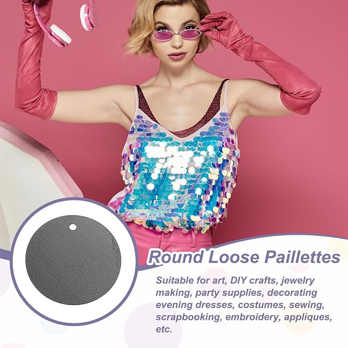 MECCANIXITY 700 Pcs Flat Round Sequins 15mm/0.6 Inch Loose Paillettes Craft - Image 4
