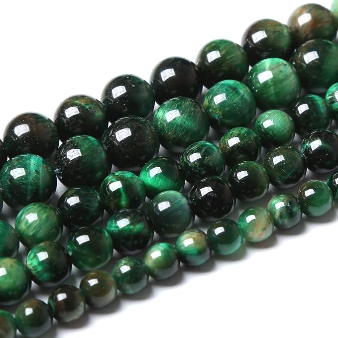 Natural Green Tiger Eye Stone Beads Round Loose Beads Energy Gemstone Healing - Image 2
