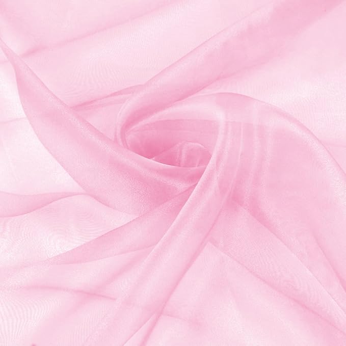 VACVELT Light Pink Sheer Organza Fabric by The Yard 60" Wide | Semi-Transparent by VACVELT
