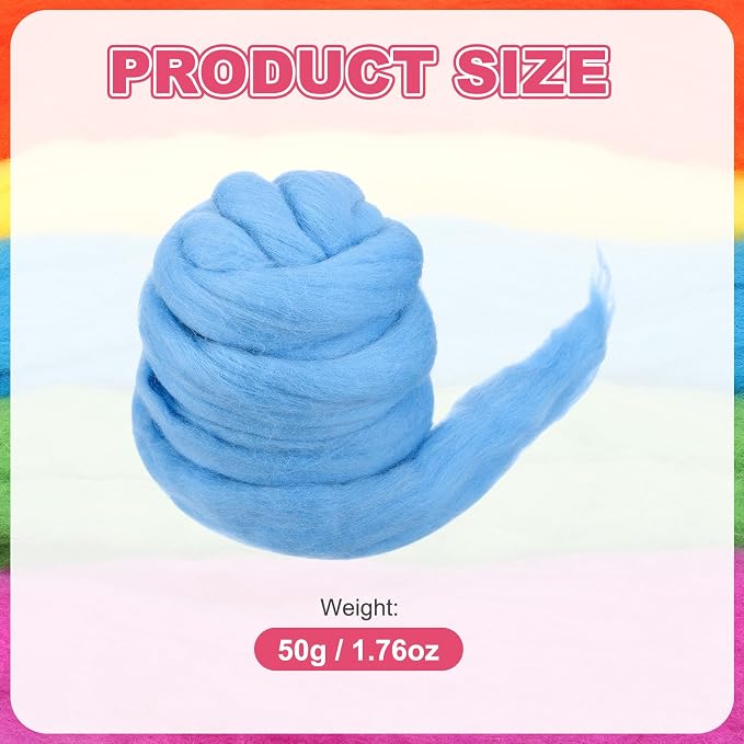 MECCANIXITY Wool Roving Yarn Soft Felting Wool 50g/1.76oz Pure Chunky Roving - Image 2
