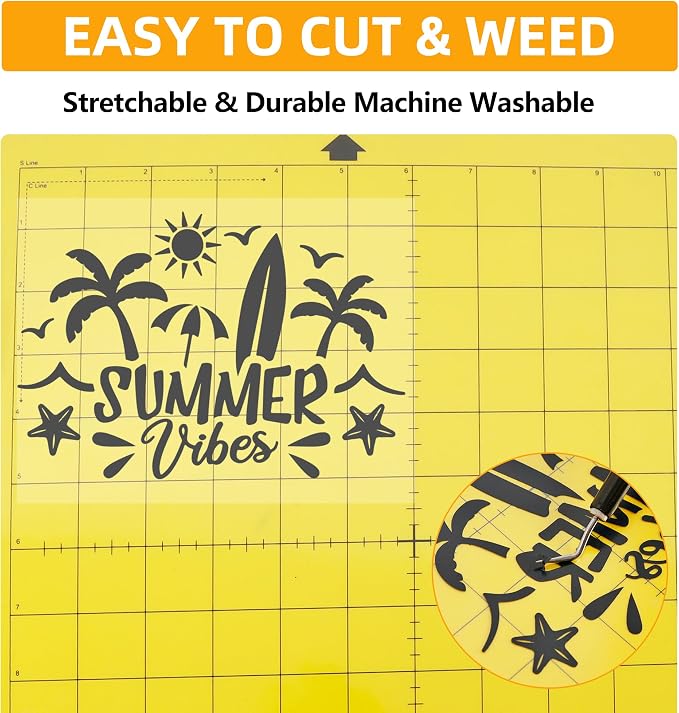 FUNKAKA Black HTV Heat Transfer Vinyl Rolls, Adhesive HTV Vinyl - Image 4