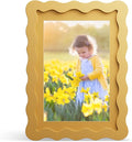 5x7 Picture Frame with Mat for 4x6, Wavy Edge Wooden Real Glass Photo Frame for by THKRLOF