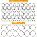 60PCS Keychain Making Kit, Including 30PCS Keychains Clips Hooks and 30PCS Key - Image 2